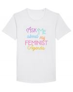 Ask me about my feminist agenda Tricou mânecă scurtă guler larg Bărbat Skater