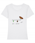 Give yourself time Tricou mânecă scurtă guler larg fitted Damă Expresser