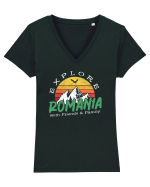 Explore Romania Tricou mânecă scurtă guler V Damă Evoker