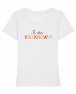 Is she... you know?! Tricou mânecă scurtă guler larg fitted Damă Expresser