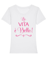 Viața e frumoasă Tricou mânecă scurtă guler larg fitted Damă Expresser