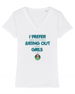 I PREFER EATING OUT (with my) GIRLS Tricou mânecă scurtă guler V Damă Evoker