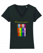 Pick your colors! Tricou mânecă scurtă guler V Damă Evoker