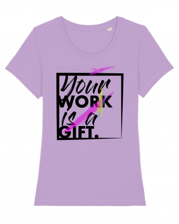 Your Work is a Gift Black Tricou mânecă scurtă guler larg fitted Damă Expresser