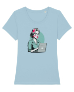 apple mom Tricou mânecă scurtă guler larg fitted Damă Expresser