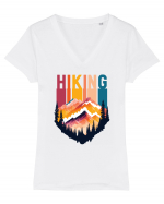 pentru pasionații de drumeții - Hiking emblem Tricou mânecă scurtă guler V Damă Evoker