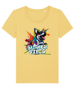 summer vibes Tricou mânecă scurtă guler larg fitted Damă Expresser