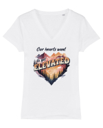 in stil grunge - Our hearts want to get elevated Tricou mânecă scurtă guler V Damă Evoker