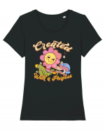 Created With A Purpose Tricou mânecă scurtă guler larg fitted Damă Expresser