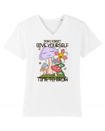 Don't Forget Give Yourself Time To Grow Tricou mânecă scurtă guler V Bărbat Presenter