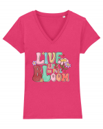 Live Life In Full Bloom Tricou mânecă scurtă guler V Damă Evoker