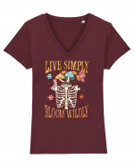 Live Simply Bloom Wildly Tricou mânecă scurtă guler V Damă Evoker