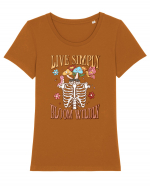 Live Simply Bloom Wildly Tricou mânecă scurtă guler larg fitted Damă Expresser