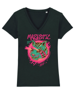 Mazestic Awesome Trippy Cat Tricou mânecă scurtă guler V Damă Evoker