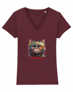 Cat lover Tricou mânecă scurtă guler V Damă Evoker