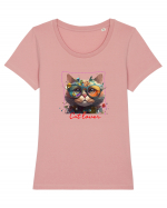 Cat lover Tricou mânecă scurtă guler larg fitted Damă Expresser