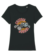 Custom Garage American Hot Rod Tricou mânecă scurtă guler larg fitted Damă Expresser