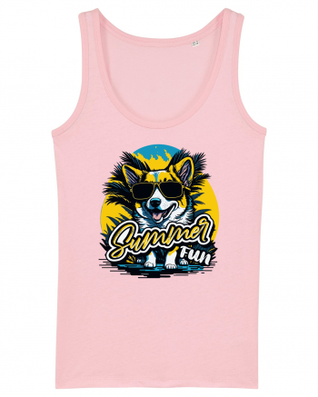 Corgi summer fun Cotton Pink