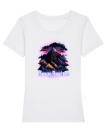 dancing pink mountains Tricou mânecă scurtă guler larg fitted Damă Expresser