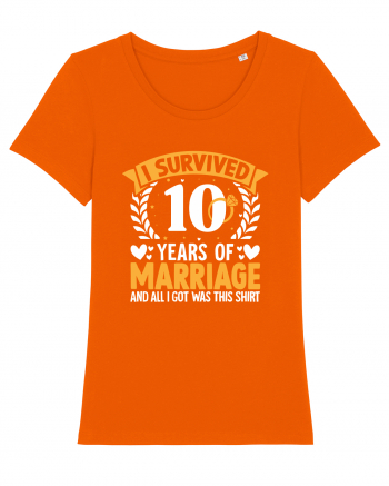 I Survived 10 Years Of Marriage And All I Got Was This Shirt ring Bright Orange