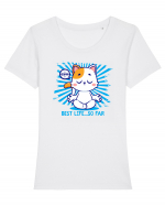 BEST LIFE ...so far (MEOWMMM - YOGA CAT) Tricou mânecă scurtă guler larg fitted Damă Expresser