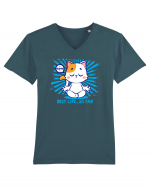 BEST LIFE ...so far (MEOWMMM - YOGA CAT) Tricou mânecă scurtă guler V Bărbat Presenter