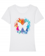 Butterfly Colors Tricou mânecă scurtă guler larg fitted Damă Expresser