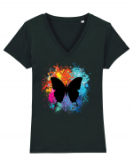 Butterfly Colors Tricou mânecă scurtă guler V Damă Evoker