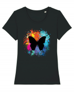 Butterfly Colors Tricou mânecă scurtă guler larg fitted Damă Expresser