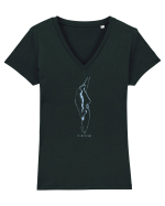 Let there be light (sa fie lumina - joc spatiu negativ) Tricou mânecă scurtă guler V Damă Evoker