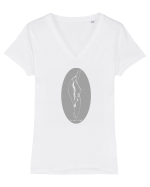 Let there be light 5 (sa fie lumina - joc spatiu negativ) Tricou mânecă scurtă guler V Damă Evoker