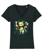 URBAN CAT 2 - pisica urbana :D Tricou mânecă scurtă guler V Damă Evoker