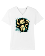 SMOKING HOT CAT   - mâța / pisica /motanul sexy :D Tricou mânecă scurtă guler V Bărbat Presenter