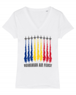 Romanian Air Force F16 Fighters Tricou mânecă scurtă guler V Damă Evoker