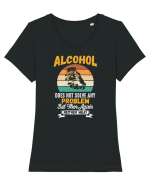 pt iubitorii de bere - Alcohol does not solve any problems Tricou mânecă scurtă guler larg fitted Damă Expresser