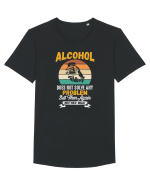pt iubitorii de bere - Alcohol does not solve any problems Tricou mânecă scurtă guler larg Bărbat Skater