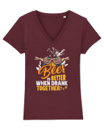 pt iubitorii de bere - Beer is better when drank together Tricou mânecă scurtă guler V Damă Evoker
