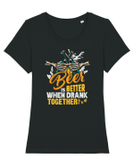 pt iubitorii de bere - Beer is better when drank together Tricou mânecă scurtă guler larg fitted Damă Expresser