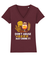 pt iubitorii de bere - Do not abuse beer Tricou mânecă scurtă guler V Damă Evoker