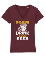 pt iubitorii de bere - Good people drink good beer Tricou mânecă scurtă guler V Damă Evoker