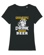 pt iubitorii de bere - Good people drink good beer Tricou mânecă scurtă guler larg fitted Damă Expresser