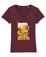 pt iubitorii de bere - I need a huge glass of beer Tricou mânecă scurtă guler V Damă Evoker