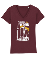 pt iubitorii de bere - I will work for beer Tricou mânecă scurtă guler V Damă Evoker