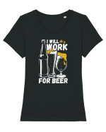 pt iubitorii de bere - I will work for beer Tricou mânecă scurtă guler larg fitted Damă Expresser