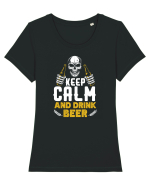 pt iubitorii de bere - Keep calm and drink beer Tricou mânecă scurtă guler larg fitted Damă Expresser