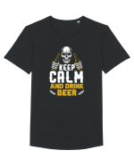 pt iubitorii de bere - Keep calm and drink beer Tricou mânecă scurtă guler larg Bărbat Skater