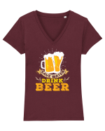pt iubitorii de bere - Save water drink beer Tricou mânecă scurtă guler V Damă Evoker