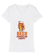 pt iubitorii de bere - Beer makes me hoppy Tricou mânecă scurtă guler V Damă Evoker