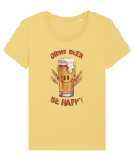 pt iubitorii de bere - Drink beer be happy Tricou mânecă scurtă guler larg fitted Damă Expresser