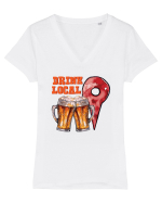 pt iubitorii de bere - Drink local Tricou mânecă scurtă guler V Damă Evoker